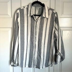 Orvis Womens Linen Blend Top Sz L Outdoors Sporting Lagenlook Natural Comfy Cozy